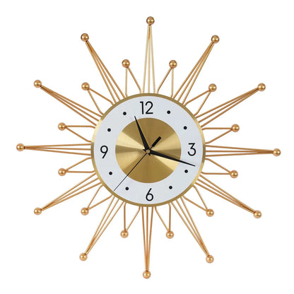 Silent Non-Ticking Battery Operated Gold Sun Wall Clock
