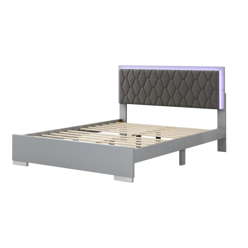 4 Pc Queen Bedroom Set w/ Upholstered Bed, Dresser & 2 Nightstands