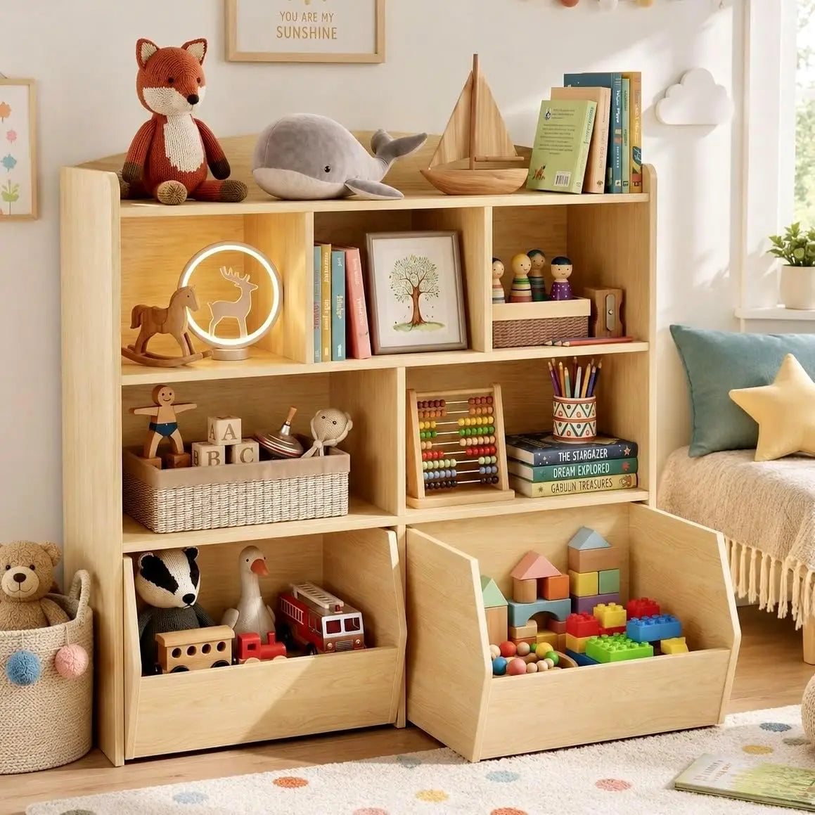 Kids Toy Storage Organizer with Bookshelf