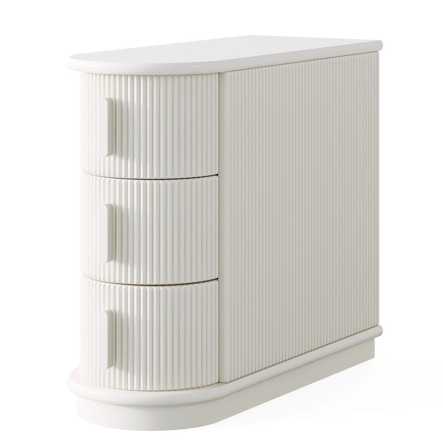 Narrow Solid Wood 3-Drawer End Table