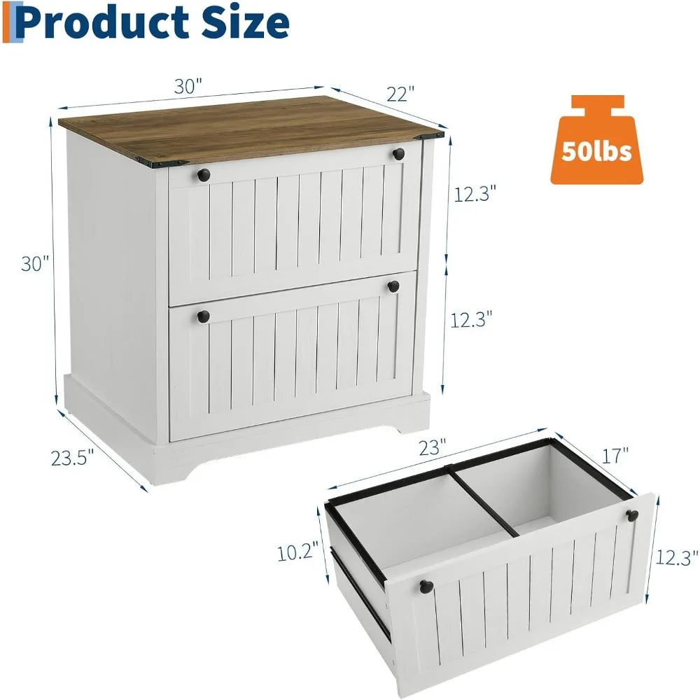 Two Drawer wood Farmhouse File Cabinet