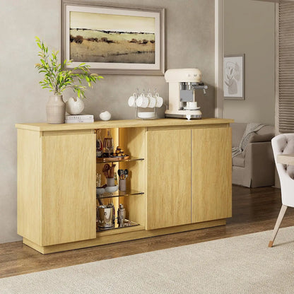 Sideboard Buffet Cabinet with Storage & LED Lights