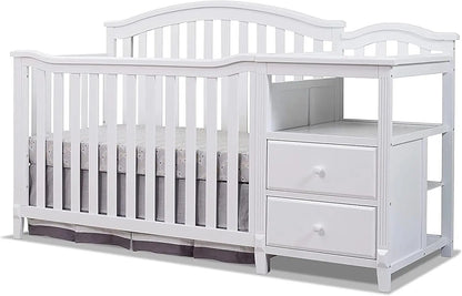 4-in-1 Baby Crib with Attachable Diaper Changing Table