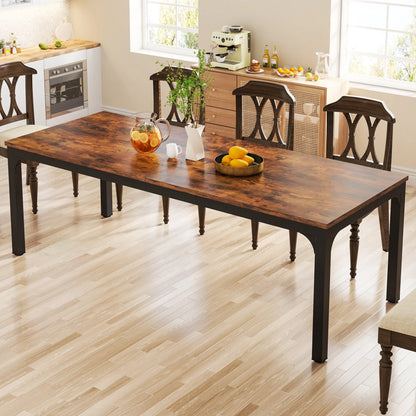 Long Rectangular Rustic Wood Dining Table for 6-8 People
