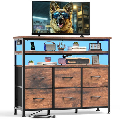 Wood Top TV Media Console Table Cabinet, Holds Up to 45" TV
