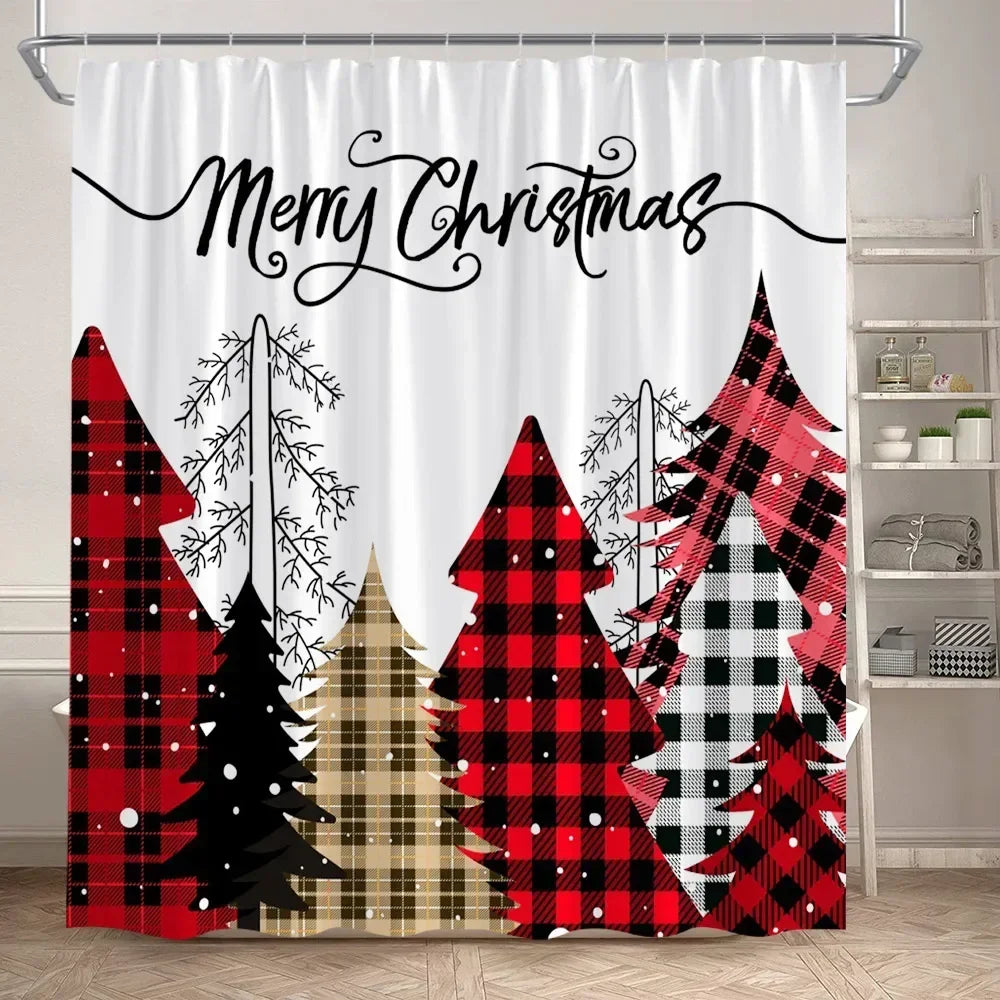 Christmas Shower Curtain & Bath Mat Set