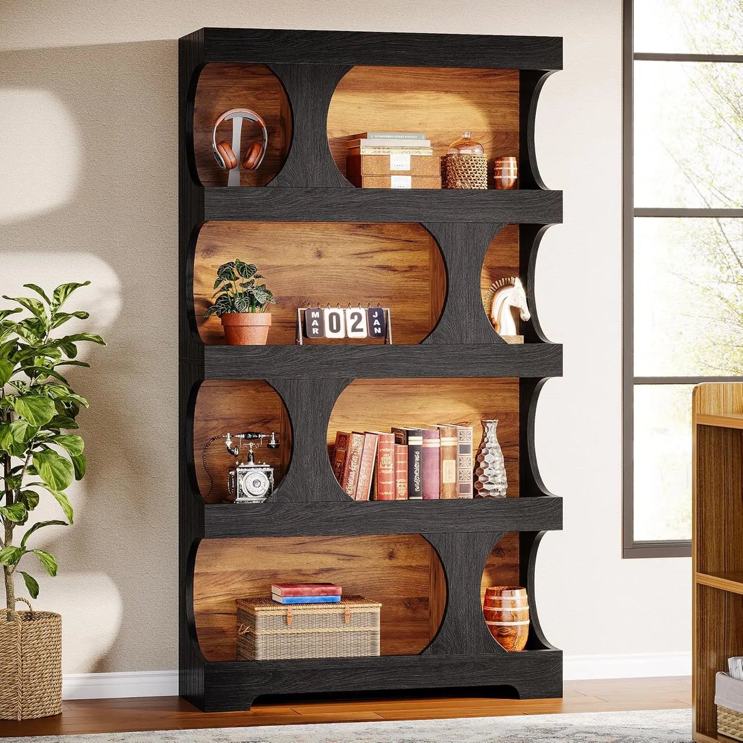 Modern 4-Tier Asymmetrical Bookshelf