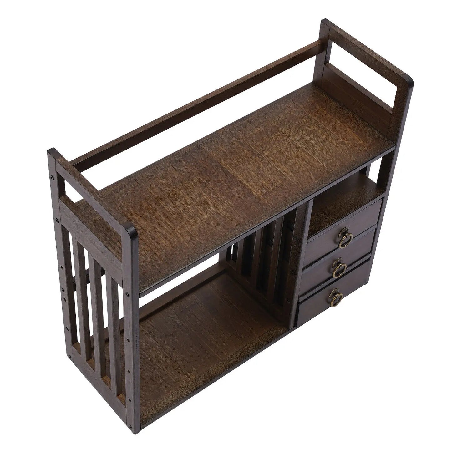 Bamboo Desktop Organizer with Storage Shelves & 3 Drawers