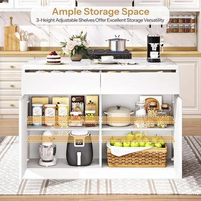 Kitchen Island with 2 Storage Drawers & Adjustable Shelves