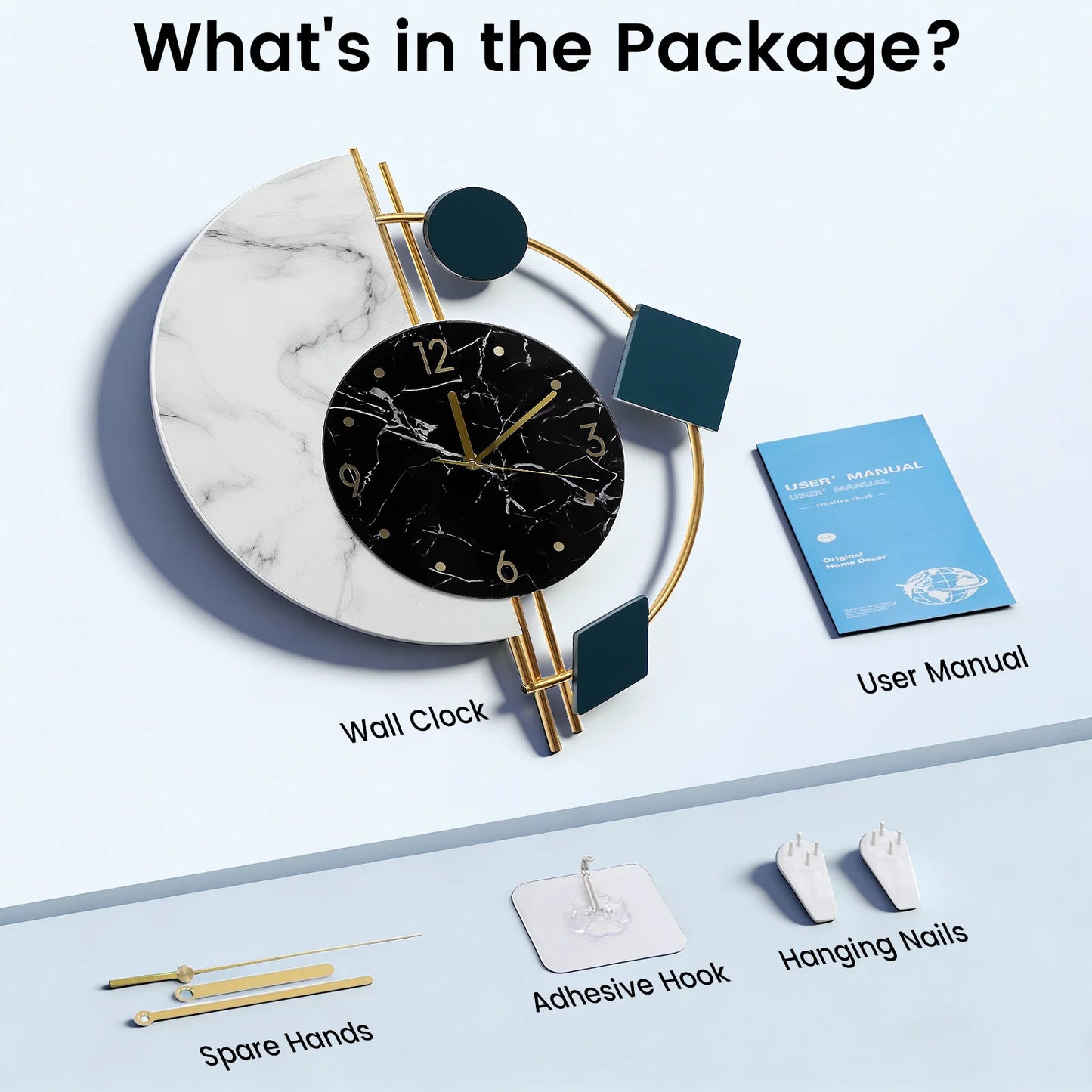 22 inch Marble Nordic Style Creative Luxury Wall Clock