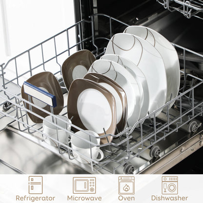 30-Piece Porcelain Ceramic Kitchen Dinner Plate Set