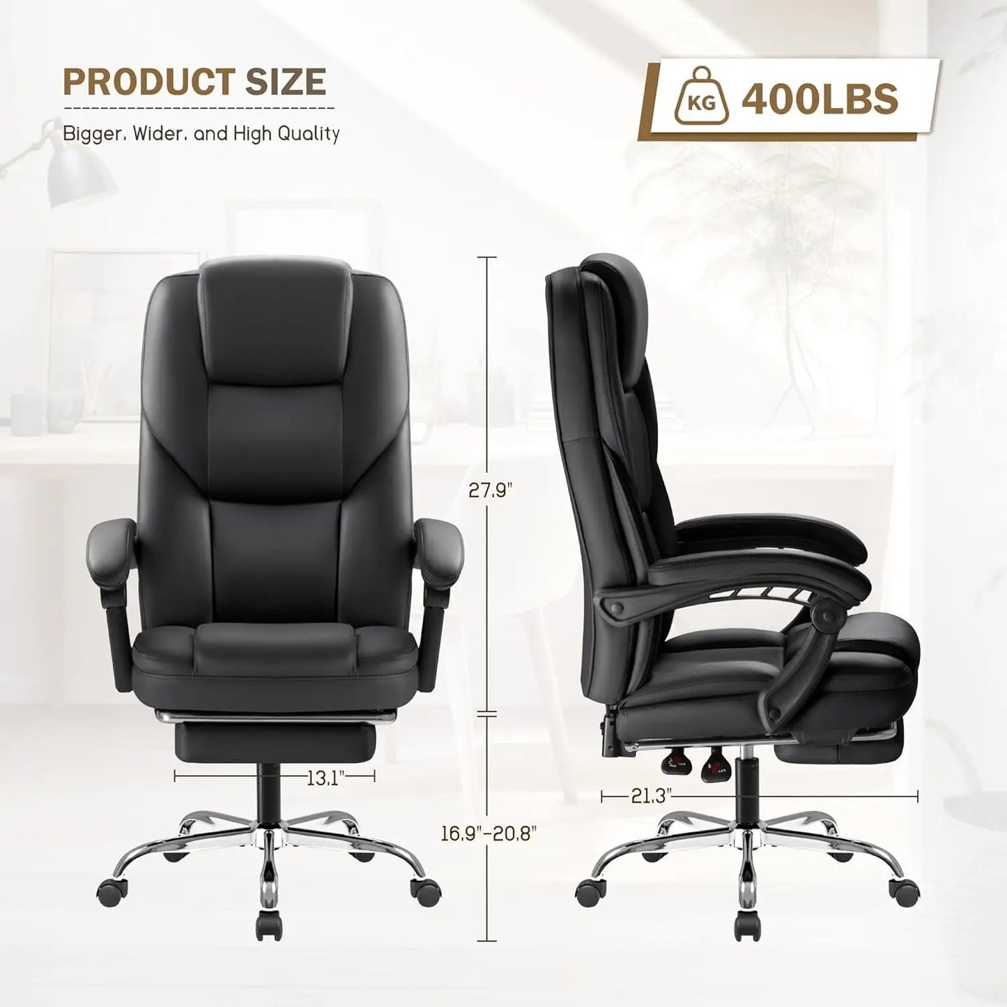 Big and Tall Executive Office Chair with Footrest