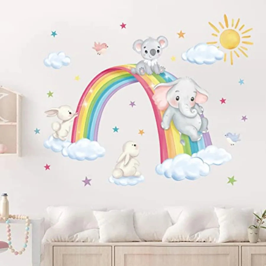 Large Rainbow, Sun, Clouds & Stars Wall Decals