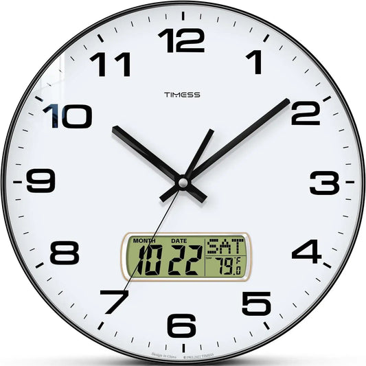 Wall Clock with Calendar & Fahrenheit Temperature Display