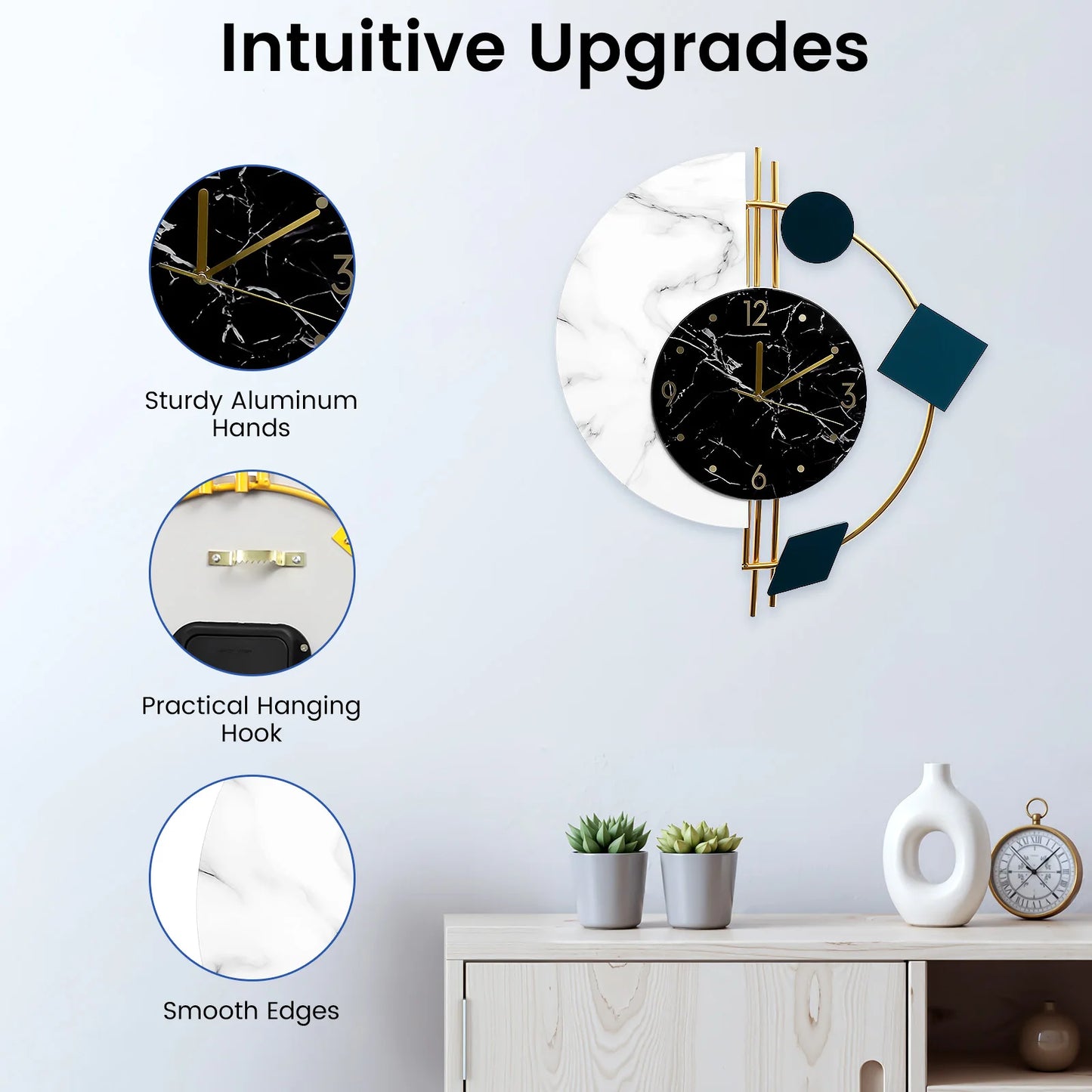 22 inch Marble Nordic Style Creative Luxury Wall Clock