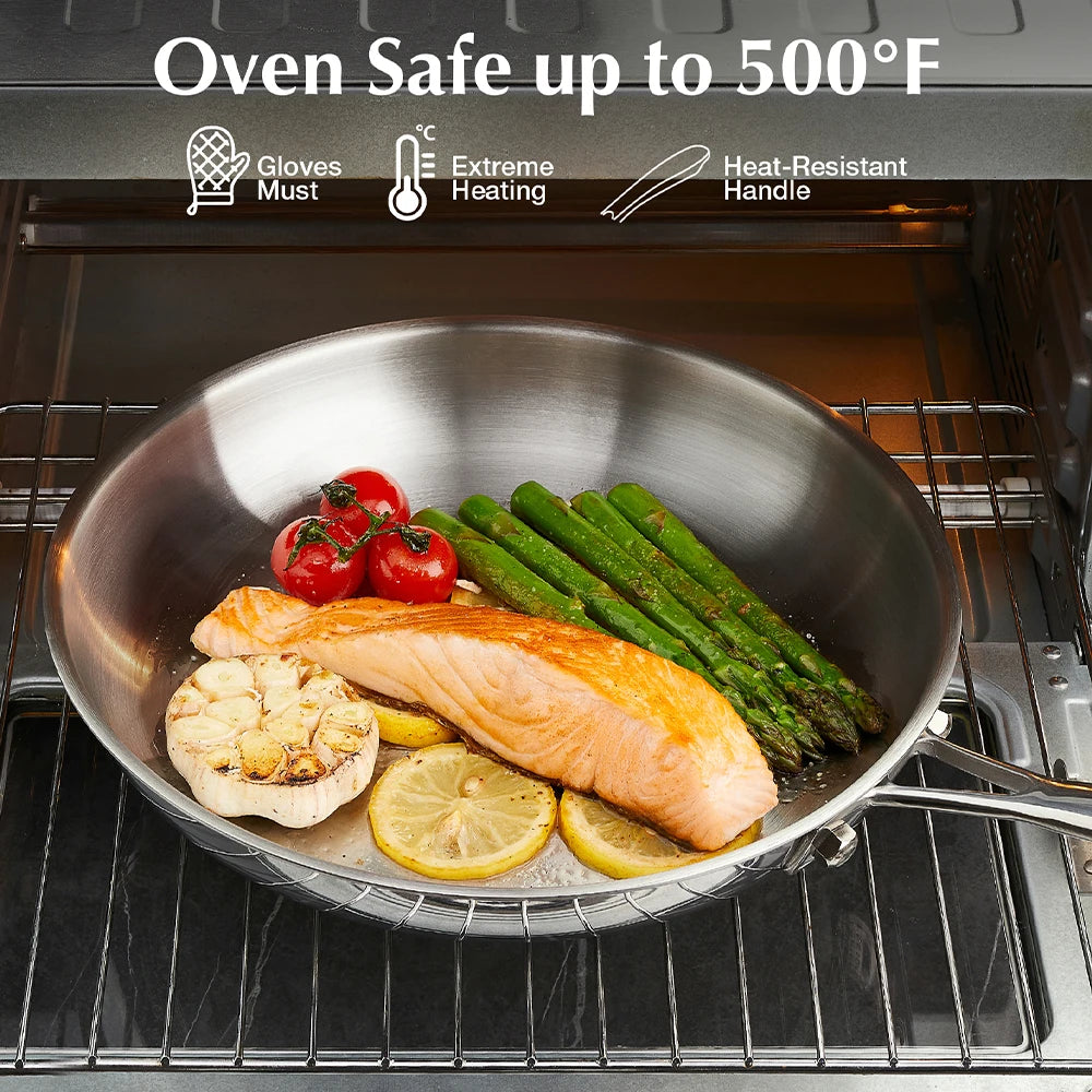 10-Piece Tri-Ply Stainless Steel Cookware Set are Oven Safe & Induction Ready