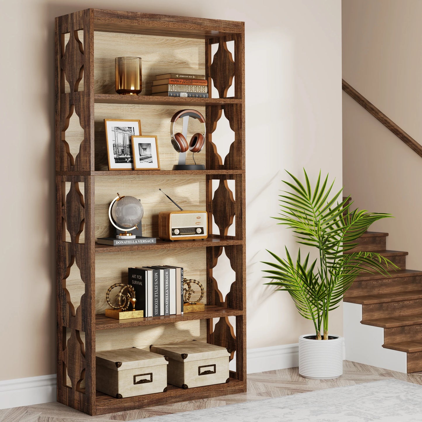 6-Tier 5 Shelf Display Storage Bookshelf