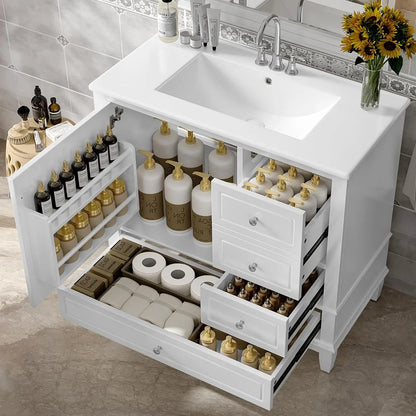 36" Free Standing Bathroom Vanity with Sink & Storage Drawers