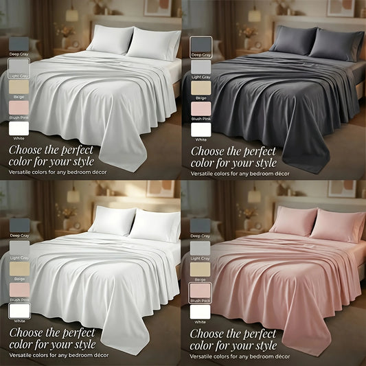 Cooling Bamboo Bed Sheets Set with 18-Inch-Deep Pocket