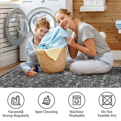 Vintage Rug is Machine Washable, Non-Slip & Stain Resistant