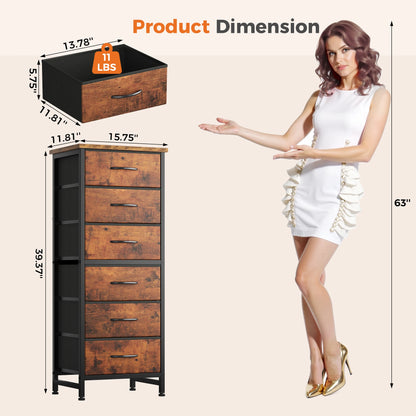 Narrow Storage Tower with Wood Top and Metal Frame
