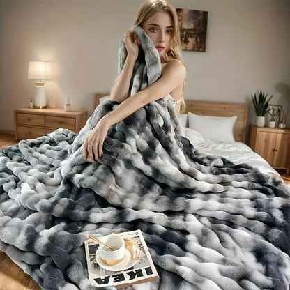 Soft & Cozy Warm Faux Rabbit Fur Throw Blanket