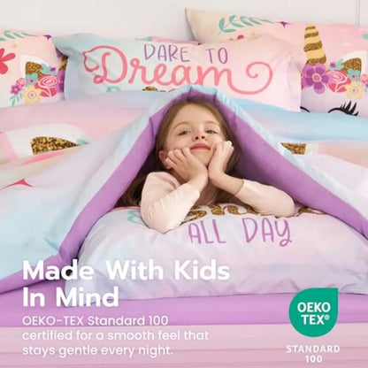 5 Pcs Girls Super Soft Microfiber Bed in a Bag with Comforter
