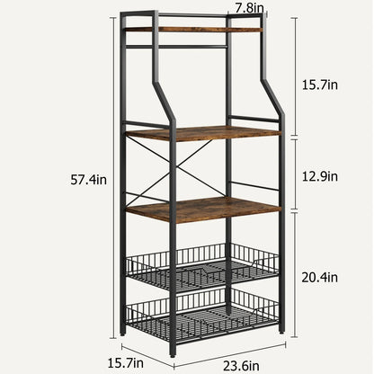 Microwave Oven Stand with 2 Large Wire Basket