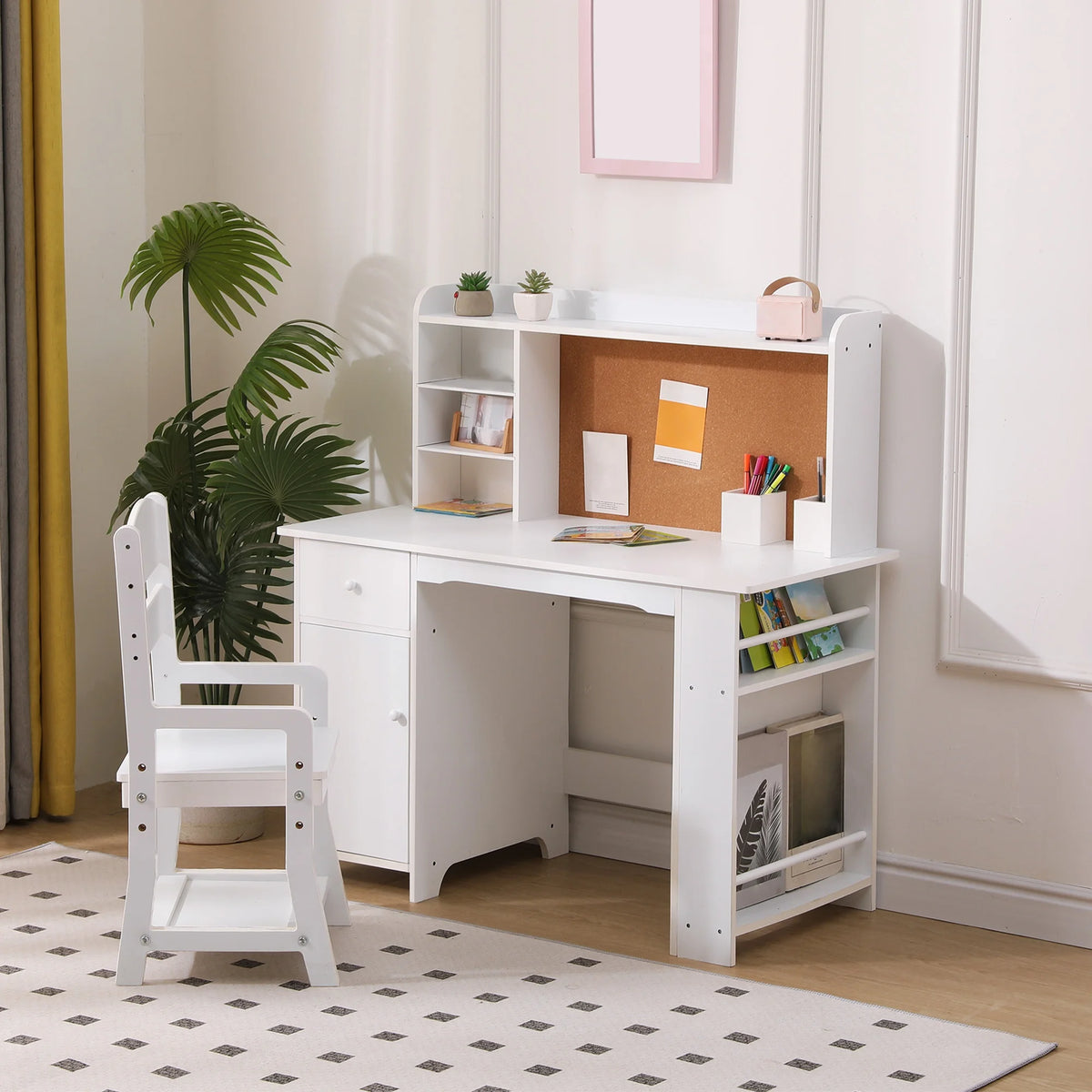 Kids Study Desk & Chair Set with Storage – ComfortYourHome