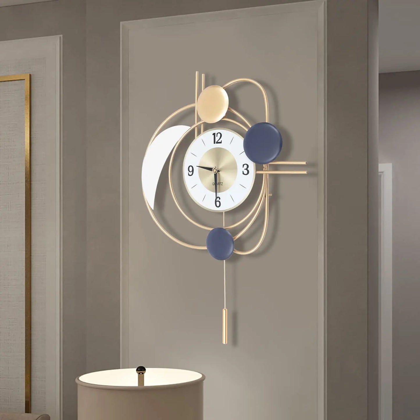 Luxury Silent Hanging Clock with Swing Pendulum