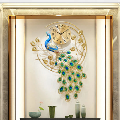 Metal Peacock Shaped, Silent Wall Clock