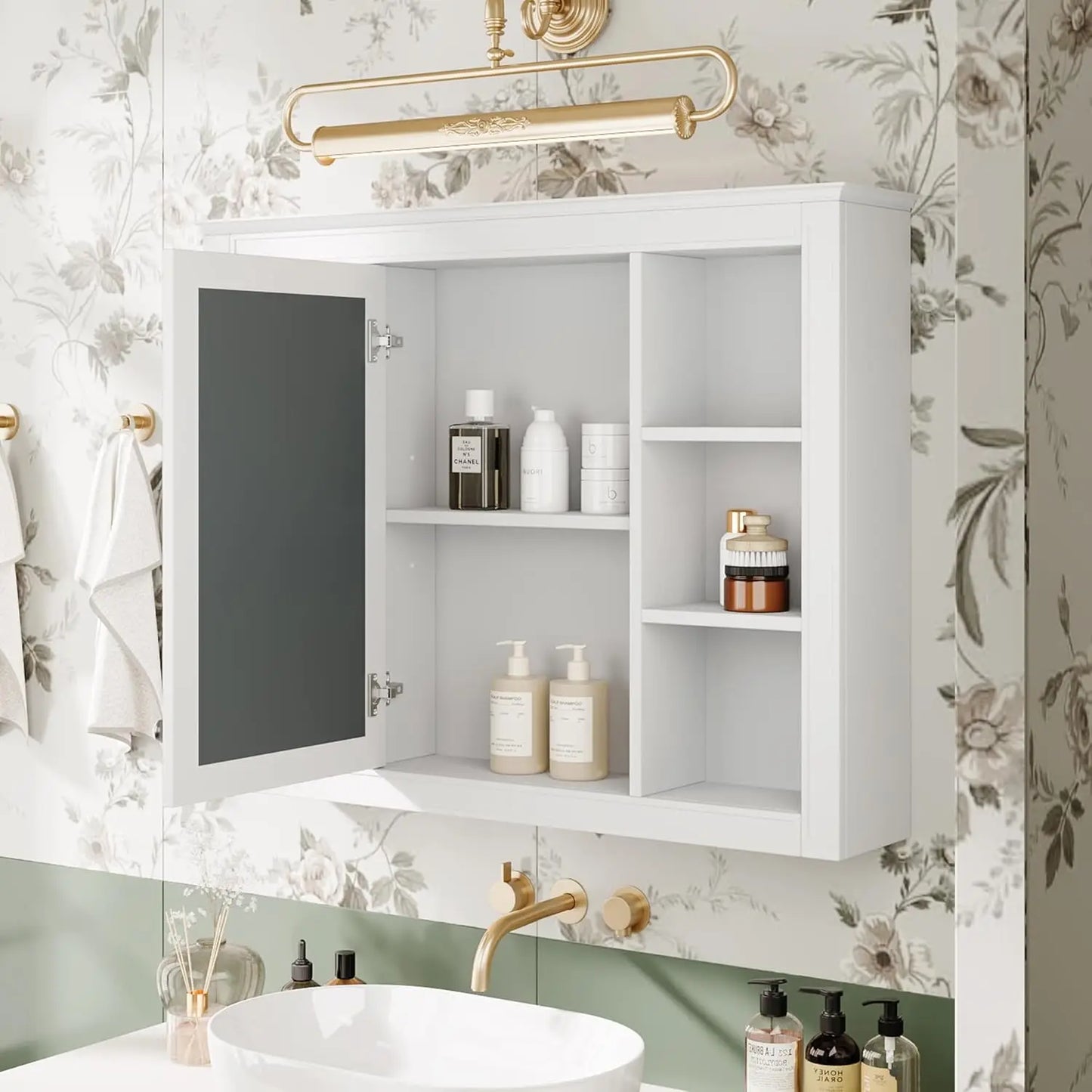 36" Bathroom Vanity Set with Mirror, Cabinet & Single Sink