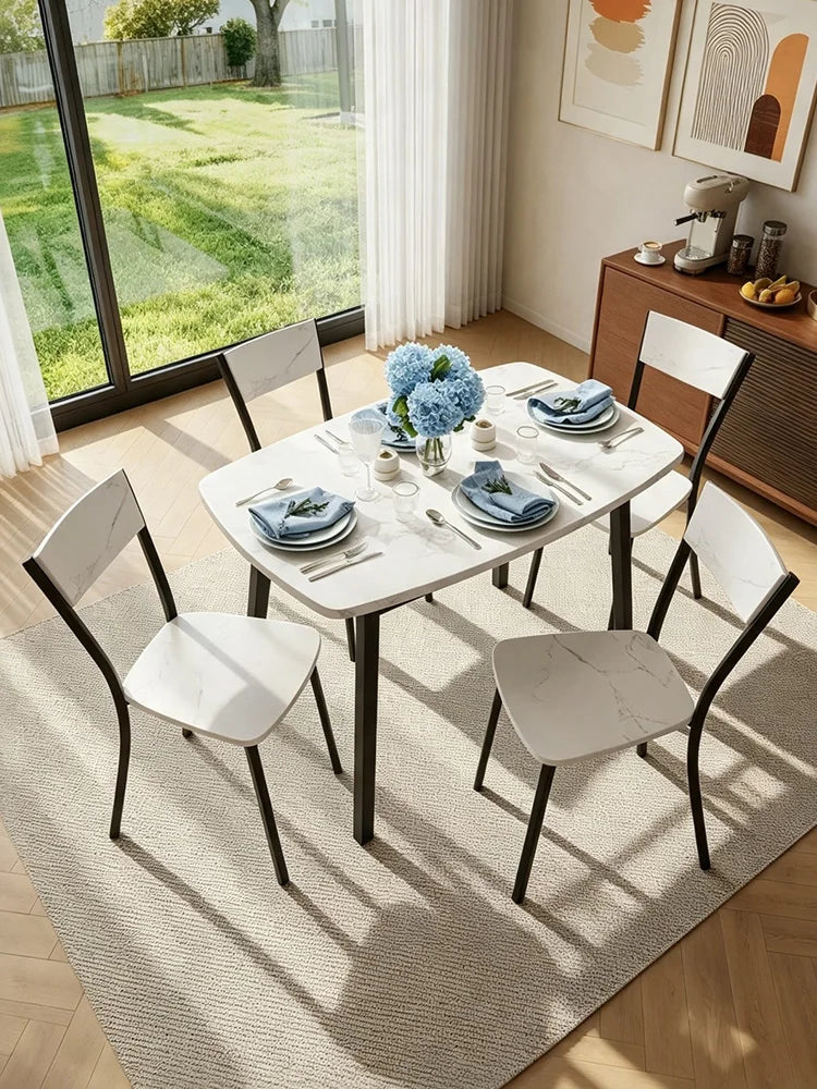 5 Piece Dining Table Set For 4 with Storage Shelf