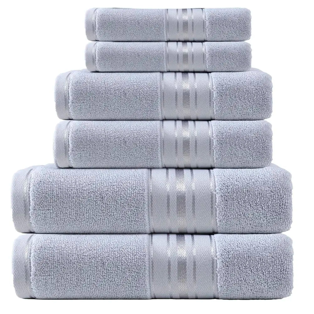 6 Piece Luxury Turkish Bathroom Towel set, 100% Cotton