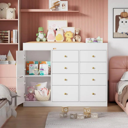 Multi-Functional Baby Changing Table with 8 Drawers and 2 Cabinet