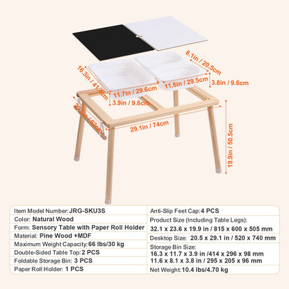 Wooden Sensory Table for Kids Activity with Storage Bins