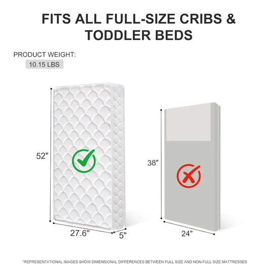 Dual-Sided Crib Mattress – 52" x 27.6" x 5", Fits Standard Full-Size Cribs & Toddler Beds