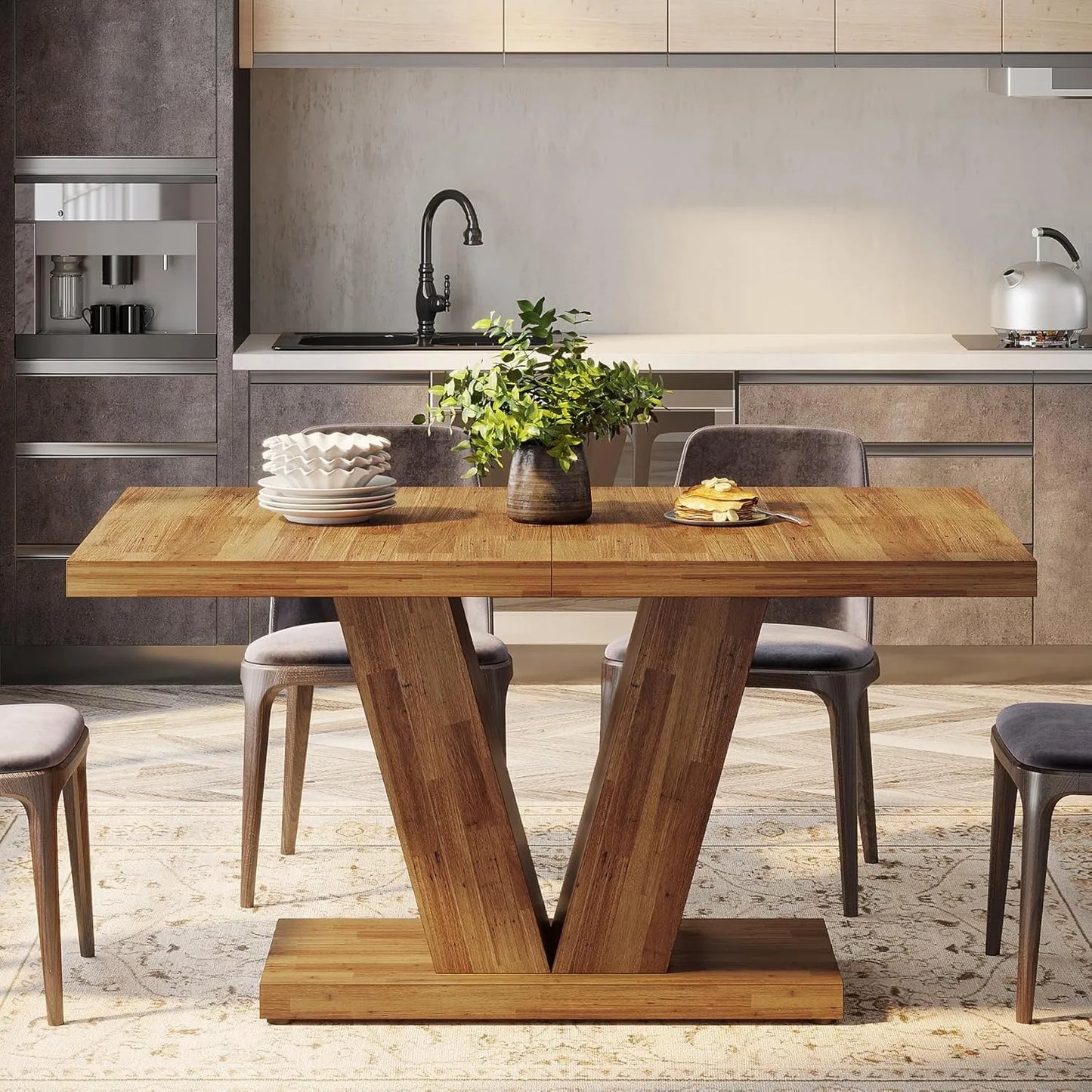 47-Inch Dining Table Seats 4 with Heavy Duty Pedestal
