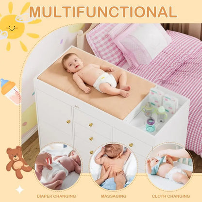 Multi-Functional Baby Changing Table with 8 Drawers and 2 Cabinet