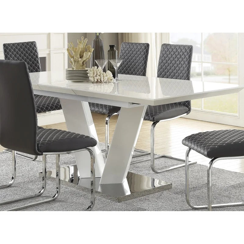 White High Gloss 7-Piece Dining Set with Extendable Table