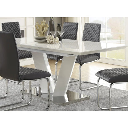 White High Gloss 7-Piece Dining Set with Extendable Table