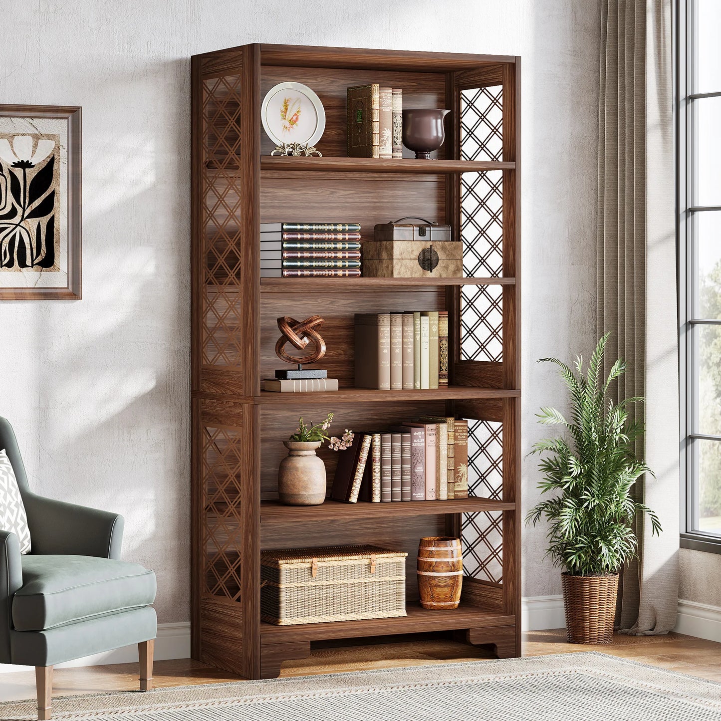 6-Tier 5 Shelf Display Storage Bookshelf