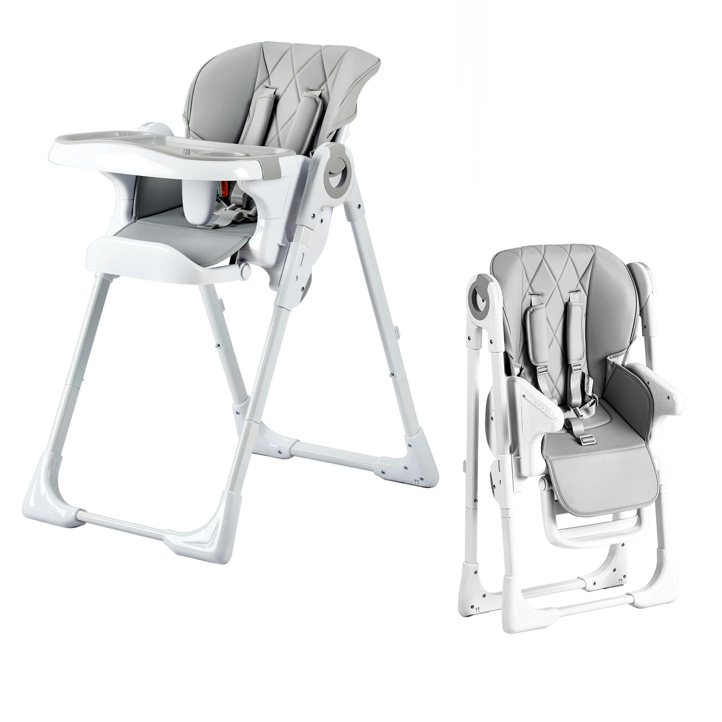 Foldable Infant High Chair with Adjustable Height and Recline