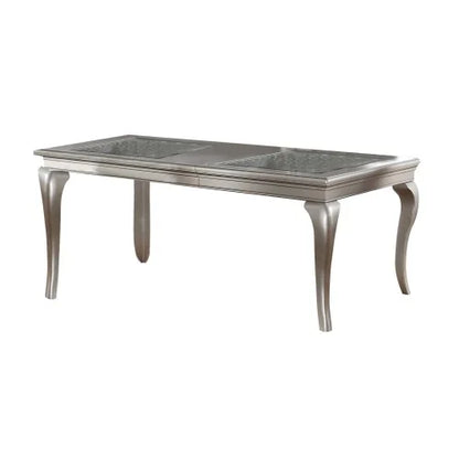 7pc Dining Rectangle Glass insert Top Table & 6 Side Chairs