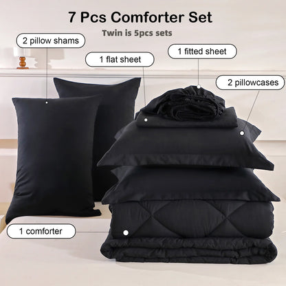 5pcs/7pcs Twin, Full, Queen, King, Bedding Sets with Comforter
