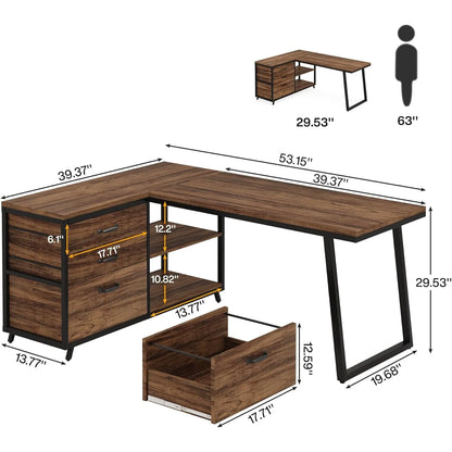 L-Shaped Computer Desk for Home Office