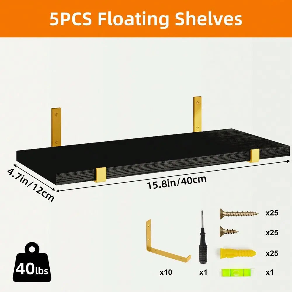 5pcs Floating Shelves for Displaying Decorative Items