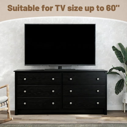 59" Wide Chest of Drawers with 6 Wood Drawers for Storage