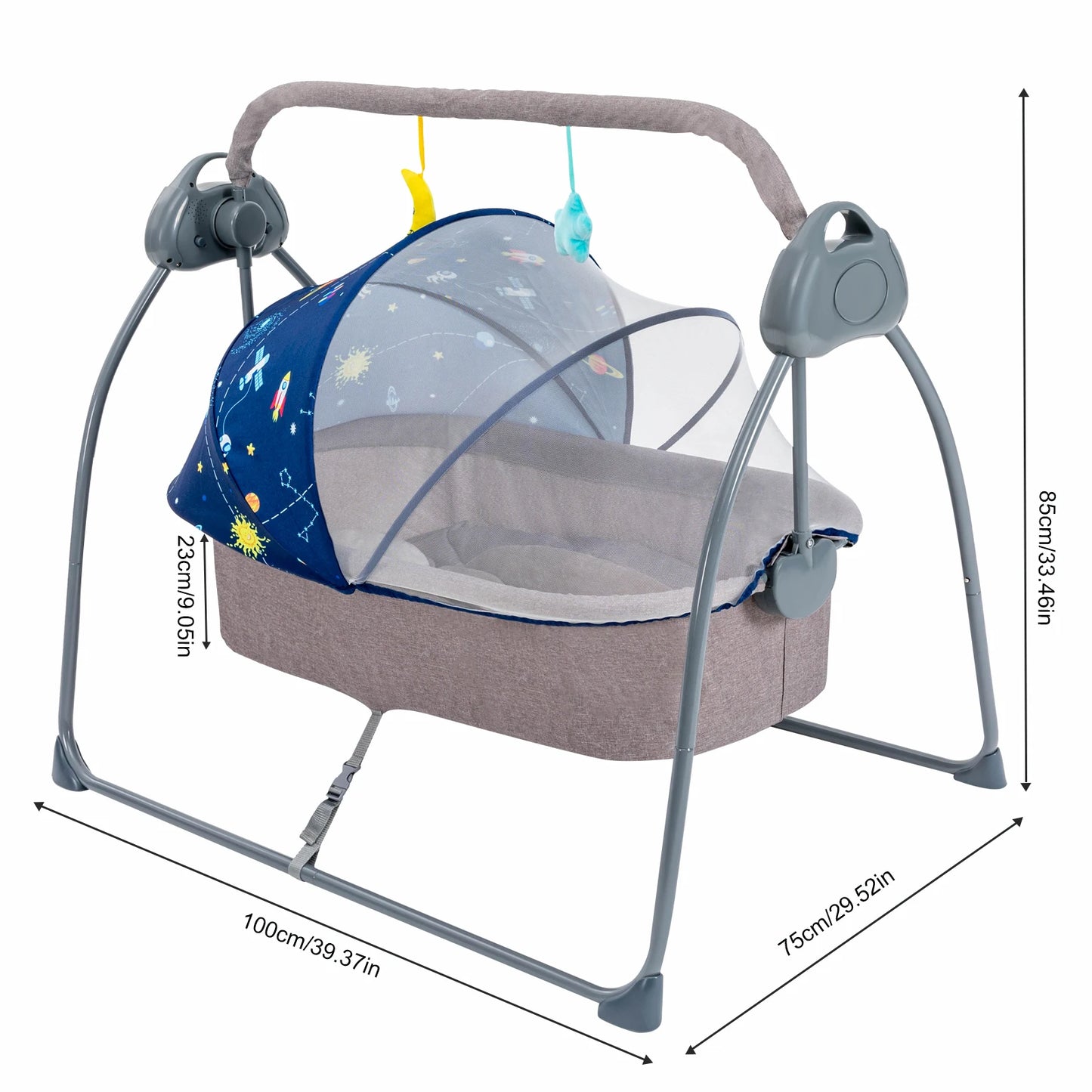 Baby Cradle, 5 Speeds Swing with Remote Control for 0-18 Months Newborn Babies