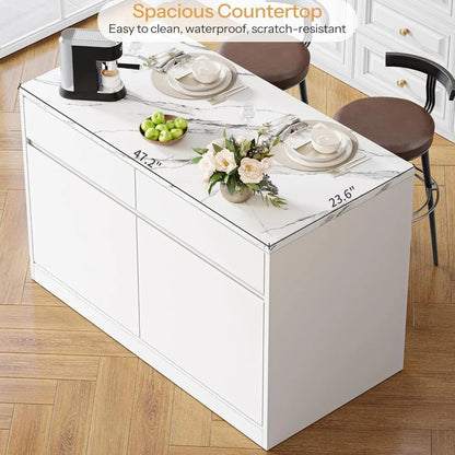 Kitchen Island with 2 Storage Drawers & Adjustable Shelves